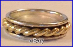 JAMES AVERY 14K GOLD TWIST & SILVER WEDDING BAND RING SIZE 7.5 w JA BoX