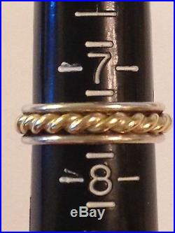 JAMES AVERY 14K GOLD TWIST & SILVER WEDDING BAND RING SIZE 7.5 w JA BoX