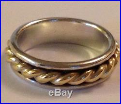 JAMES AVERY 14K GOLD TWIST & SILVER WEDDING BAND RING SIZE 7.5 w JA BoX