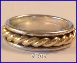 JAMES AVERY 14K GOLD TWIST & SILVER WEDDING BAND RING SIZE 7.5 w JA BoX