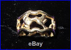 JAMES AVERY 14K HUMMINGBIRD and Flower Ring Retired and RARE