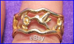 JAMES AVERY 14K HUMMINGBIRD and Flower Ring Retired and RARE