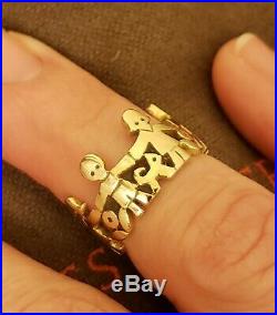 JAMES AVERY 14K Sz 5.5 BOYS & GIRLS Paper DOLL Holding Hands Ring SIZEABLE