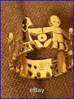 JAMES AVERY 14K Sz 5.5 BOYS & GIRLS Paper DOLL Holding Hands Ring SIZEABLE