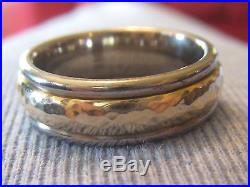 James Avery 14k Yellow & 14k White Gold Hammered Simplicity Ring Band Sz 7 Exc