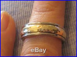 James Avery 14k Yellow & 14k White Gold Hammered Simplicity Ring Band Sz 7 Exc