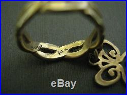 JAMES AVERY 14K YELLOW GOLD DANGLE RING BUTTERFLY TWISTED WIRE RING SIZE 2 #K334