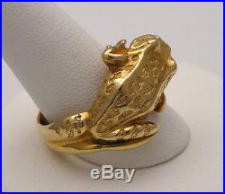 JAMES AVERY 14K Yellow Gold FROG or TOAD ring RARE size 7 10.8g heavy EUC