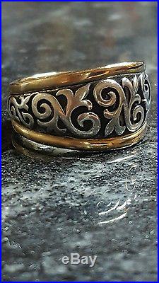 JAMES AVERY 14k/. 925 SCROLLED FLEUR-DE-LIS LILY FLOWER RING NO RESERVE! 3 DAYS