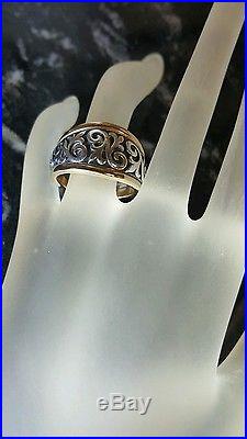 JAMES AVERY 14k/. 925 SCROLLED FLEUR-DE-LIS LILY FLOWER RING NO RESERVE! 3 DAYS