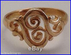 JAMES AVERY 14k YELLOW GOLD SPANISH SWIRL RING WAVE SCROLL SZ 4 with JA BOX