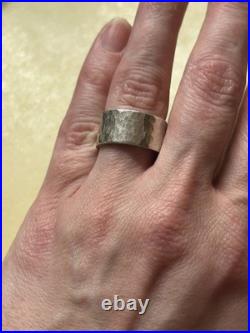 JAMES AVERY 925 Hammered Cigar Band Ring Sterling Silver