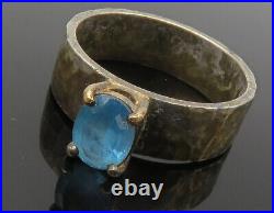 JAMES AVERY 925 Silver Vintage Blue Topaz Hammered Band Ring Sz 10 RG12517