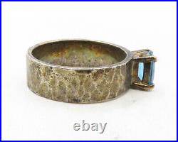 JAMES AVERY 925 Silver Vintage Blue Topaz Hammered Band Ring Sz 10 RG12517