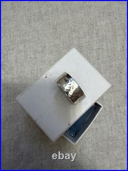 JAMES AVERY 925 Sterling Silver Retired Hammered Band Ring 3/8 Wide Size 8