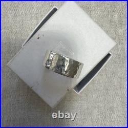 JAMES AVERY 925 Sterling Silver Retired Hammered Band Ring 3/8 Wide Size 8