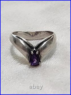 JAMES AVERY APOGEAN. 925 & Amethyst Tear Drop Ring Sz 5.5 RETIRED