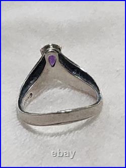 JAMES AVERY APOGEAN. 925 & Amethyst Tear Drop Ring Sz 5.5 RETIRED