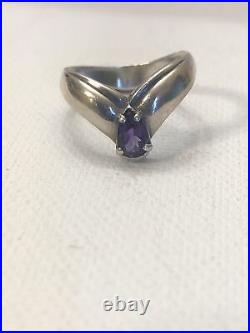 JAMES AVERY APOGEAN. 925 & Amethyst Tear Drop Ring Sz 7 RETIRED