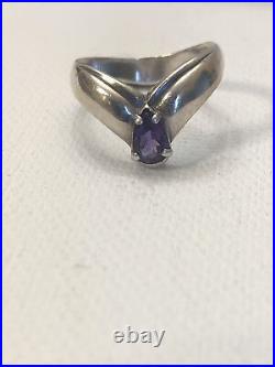 JAMES AVERY APOGEAN. 925 & Amethyst Tear Drop Ring Sz 7 RETIRED