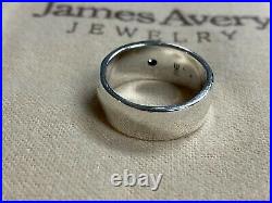 JAMES AVERY Cross Band with Single Diamond Ring, Sterling Silver Size 9.5 RETIRED