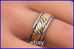 JAMES AVERY Fluted Wedding Band Ring 14K Gold & Sterling Silver Sz 6 RETIRED