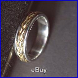 JAMES AVERY Great Condition Two Tone 14kt/925 Braid Twist Band Ring Size 9