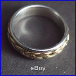 JAMES AVERY Great Condition Two Tone 14kt/925 Braid Twist Band Ring Size 9