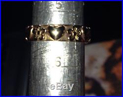 JAMES AVERY RARE 14 KARAT GOLD HEARTS AND FLOWERS RING/BAND SIZE 5 1/2