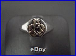 JAMES AVERY RETIRED14K & STERLING SILVER ALPHA & OMEGA RING SIZE 7 1/2 #K106