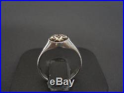 JAMES AVERY RETIRED14K & STERLING SILVER ALPHA & OMEGA RING SIZE 7 1/2 #K106