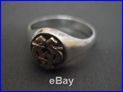 JAMES AVERY RETIRED14K & STERLING SILVER ALPHA & OMEGA RING SIZE 7 1/2 #K106