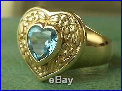 JAMES AVERY RETIRED 14K Blue Topaz HEART Ring Size 6 MINT CONDITION