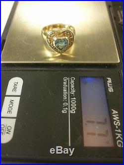 JAMES AVERY RETIRED 14K Blue Topaz HEART Ring Size 6 MINT CONDITION