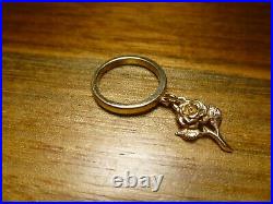 JAMES AVERY RETIRED 14K YELLOW GOLD ROSE DANGLE CHARM RING Sz 3