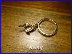 JAMES AVERY RETIRED 14K YELLOW GOLD ROSE DANGLE CHARM RING Sz 3