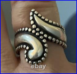 JAMES AVERY RETIRED BEADED BYPASS RING Sz 8 PAISLEY Sterling. 925