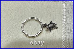 JAMES AVERY RETIRED DANGLE RING Size 6.65 with Turtle charm EUC