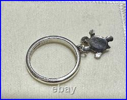 JAMES AVERY RETIRED DANGLE RING Size 6.65 with Turtle charm EUC