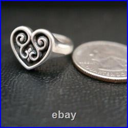 JAMES AVERY RETIRED STERLING SILVER 925 SCROLL FRENCH HEART RING Size 7.5! JA