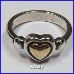 JAMES AVERY RETIRED Sterling Silver 14k Gold Sz 6.5 True Heart Ring 4.5g #42575K