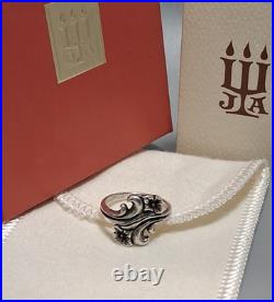 JAMES AVERY RING Sz 4.5 RARE Double Flower Small Sterling With Box, Pouch, Card