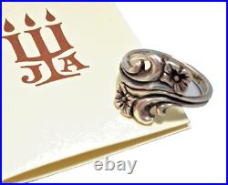 JAMES AVERY RING Sz 4.5 RARE Double Flower Small Sterling With Box, Pouch, Card