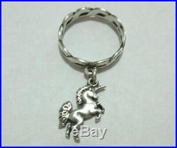 JAMES AVERY Retired Sterling Silver Ring Unicorn Horse Dangle Charm Size 7