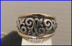 JAMES AVERY SCROLL FLEUR DE LIS RING 14K GOLD and STERLING SILVER Size 9.5