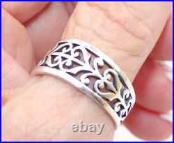 JAMES AVERY SIGNED Sterling Silver FANCY HEART Scroll CELTIC Band RING SZ 10.5