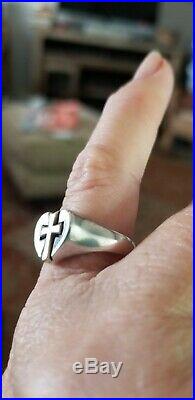 JAMES AVERY Sterling Heart Ring with14kt Gold Cross in Center Sz 7.5 RETIRED