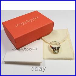 JAMES AVERY Sterling Silver & 14K 8.3g Sz 7 Regent Oval Aqua Spinel Ring #51774K