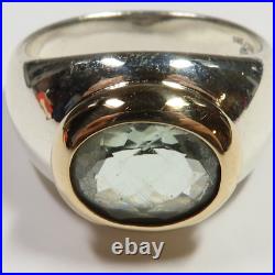 JAMES AVERY Sterling Silver & 14K 8.3g Sz 7 Regent Oval Aqua Spinel Ring #51774K