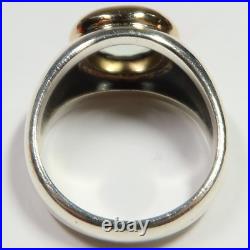 JAMES AVERY Sterling Silver & 14K 8.3g Sz 7 Regent Oval Aqua Spinel Ring #51774K